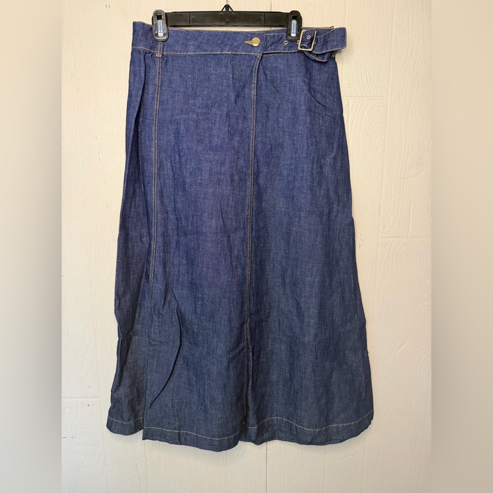 Zara Denim Wrap Midi Skirt